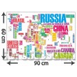 Samolepka na stenu - Farebná mapa sveta