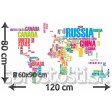 Samolepka na stenu - Farebná mapa sveta